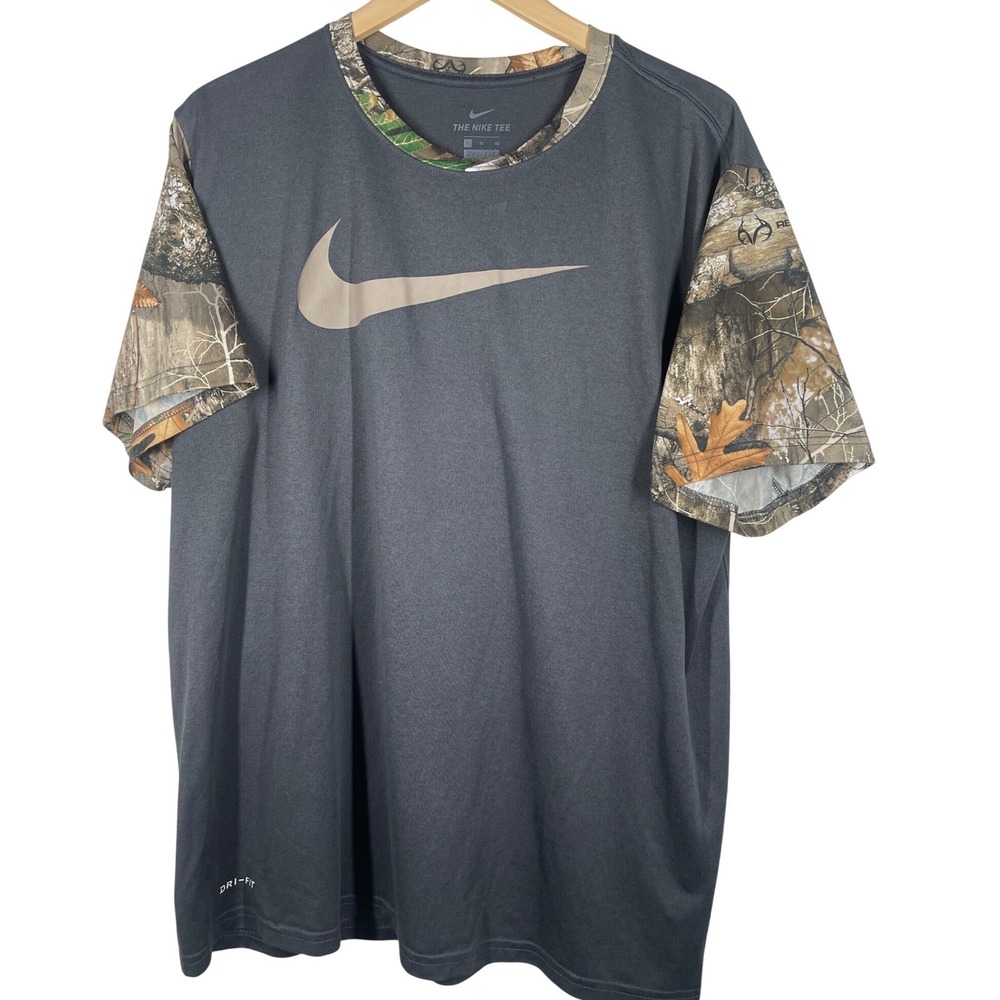 Nike Mens Dri-FIT Realtree Camo Sleeve T-Shirt Gray XL AR2482-060